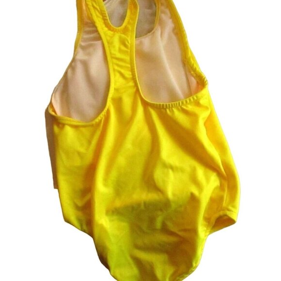New Vintage Girls 10 Yellow One-Piece Swimsuit Size 10 Nylon Lycra Blend 1980's - Picture 4 of 4